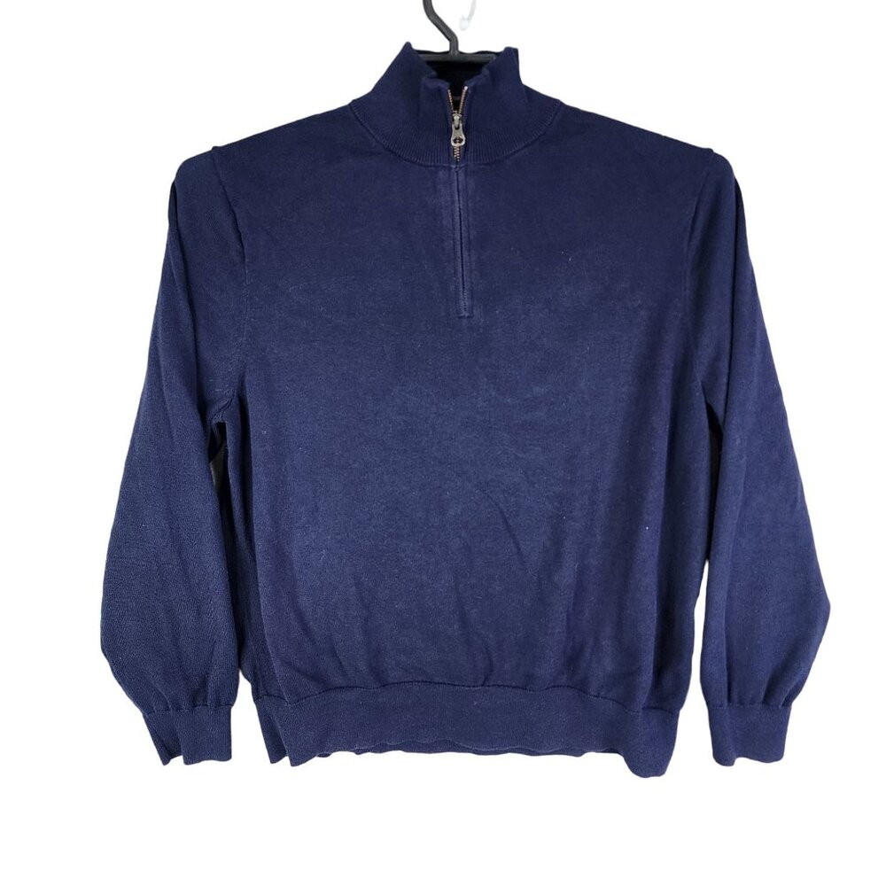Mens Navy Blue J. Crew Sweater 1/2 Zip 100% Cotton Long Sleeve Mock Neck Size XL
